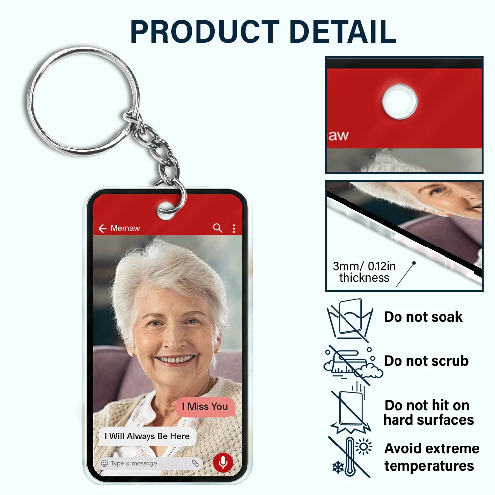 Custom Photo Memorial Message From Loved One - Personalized Acrylic Keychain - Image 6