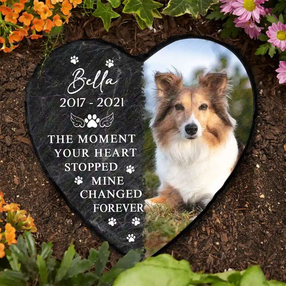 Custom Photo Memorial Missed Beyond Words - Personalized Heart Memorial Garden Stone - Image 3
