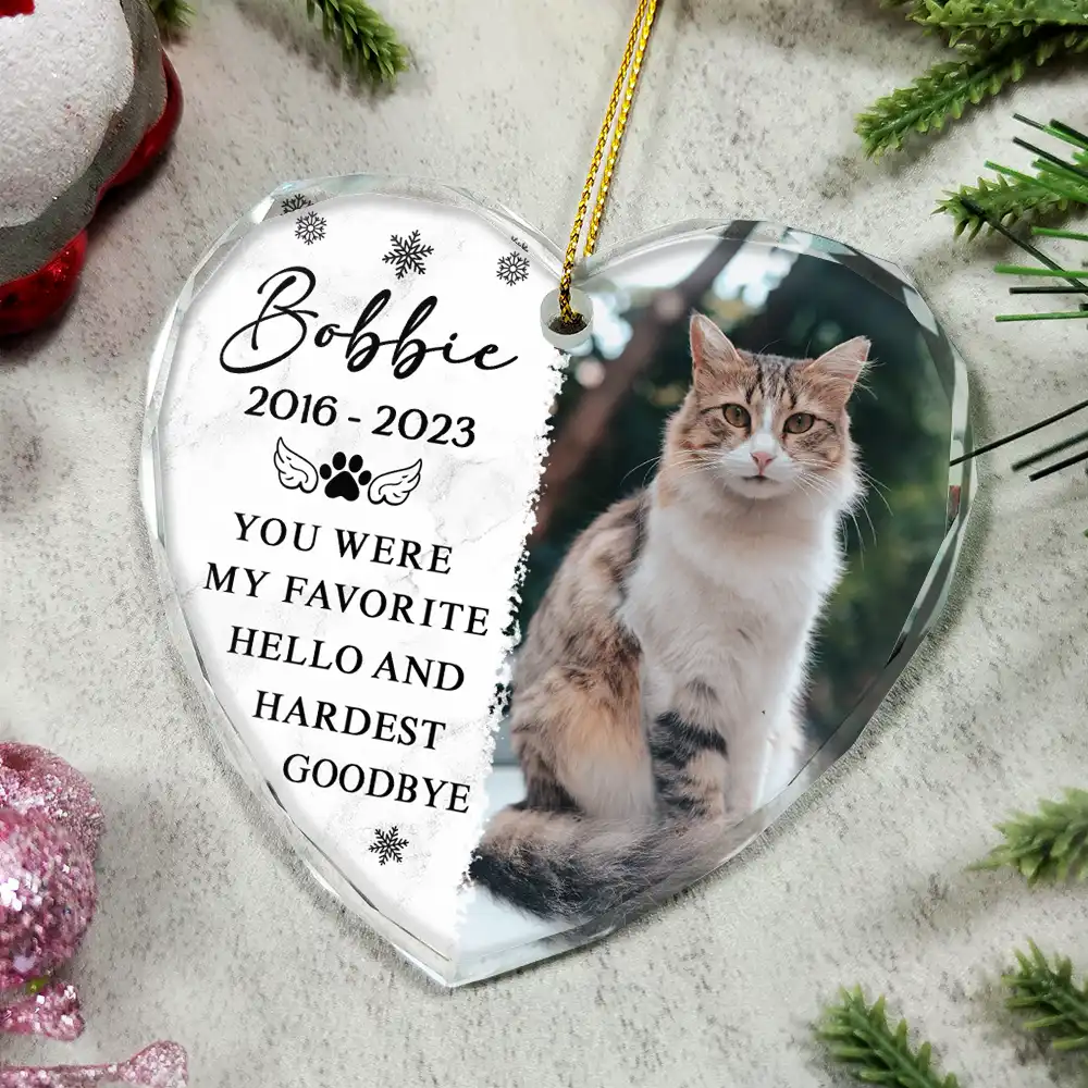 Custom Photo Memorial Missed Beyond Words - Personalized Heart Shaped Glass Ornament - Image 4