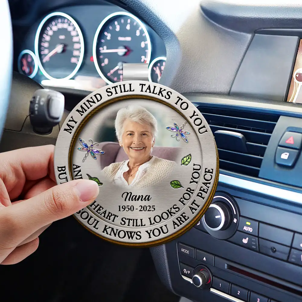 Custom Photo Memorial My Mind Still Talks To You - Personalized Custom Shaped Car Visor Clip - Image 4