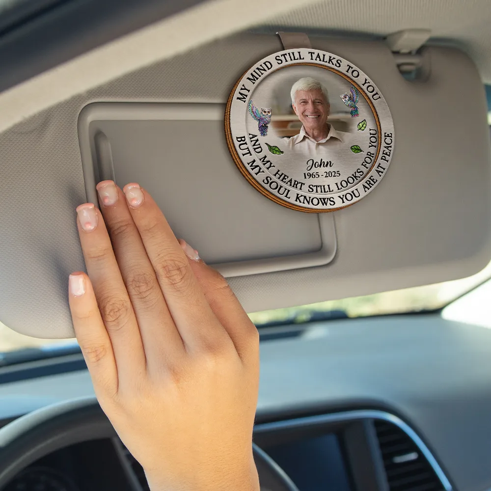 Custom Photo Memorial My Mind Still Talks To You - Personalized Custom Shaped Car Visor Clip - Image 5