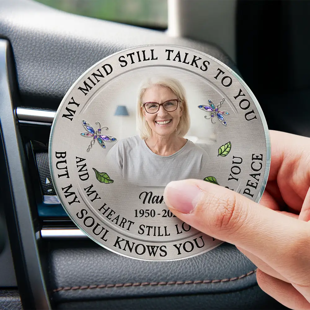 Custom Photo Memorial My Mind Still Talks To You - Personalized Acrylic Car Vent Clip - Image 4