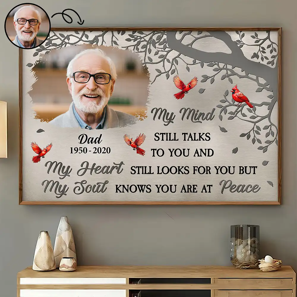 Custom Photo Memorial My Mind Still Talks To You - Personalized Poster - Image 2