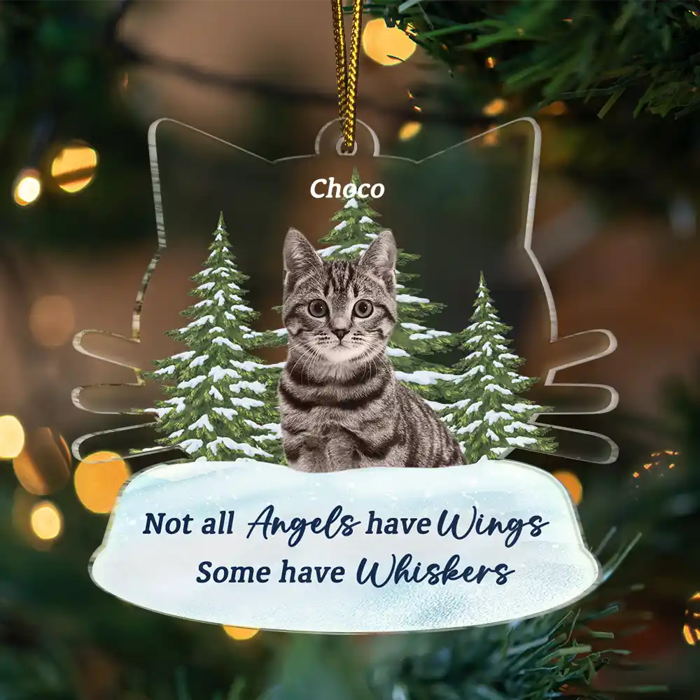 Custom Photo Memorial Not All Angels Have Wings Cats - Personalized Custom Shaped Acrylic Ornament - Image 4