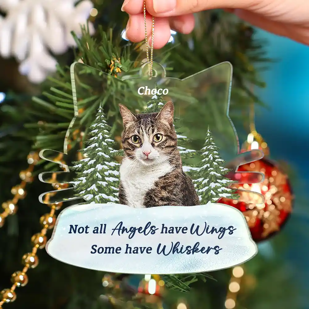 Custom Photo Memorial Not All Angels Have Wings Cats - Personalized Custom Shaped Acrylic Ornament - Image 5