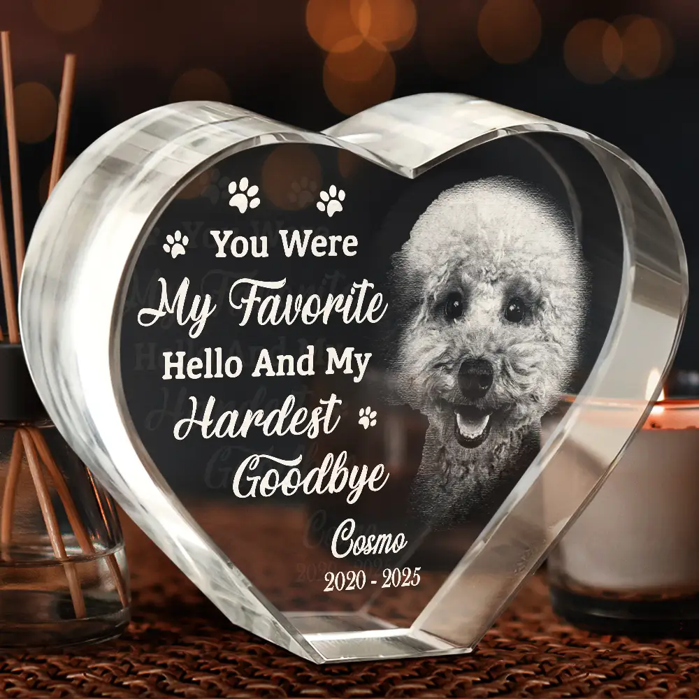 Custom Photo Memorial Once By My Side Forever In My Heart - Personalized Crystal Heart - Image 4