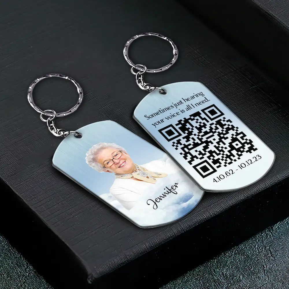 Custom Photo Memorial QR Code Your Voice Is My Favorite Sound - Personalized Aluminum Keychain - Image 4