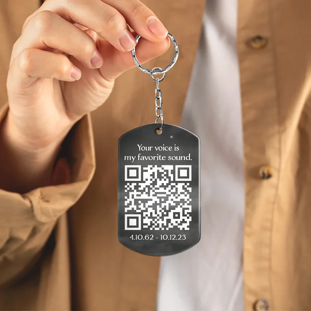 Custom Photo Memorial QR Code Your Voice Is My Favorite Sound - Personalized Aluminum Keychain - Image 6