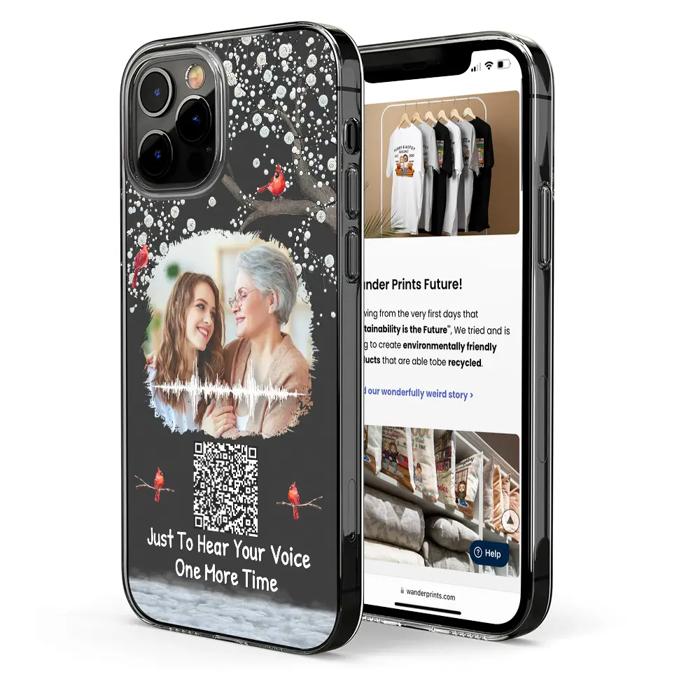 Custom Photo Memorial Soundwave Voice Recording QR Code - Personalized Clear Phone Case - Image 3
