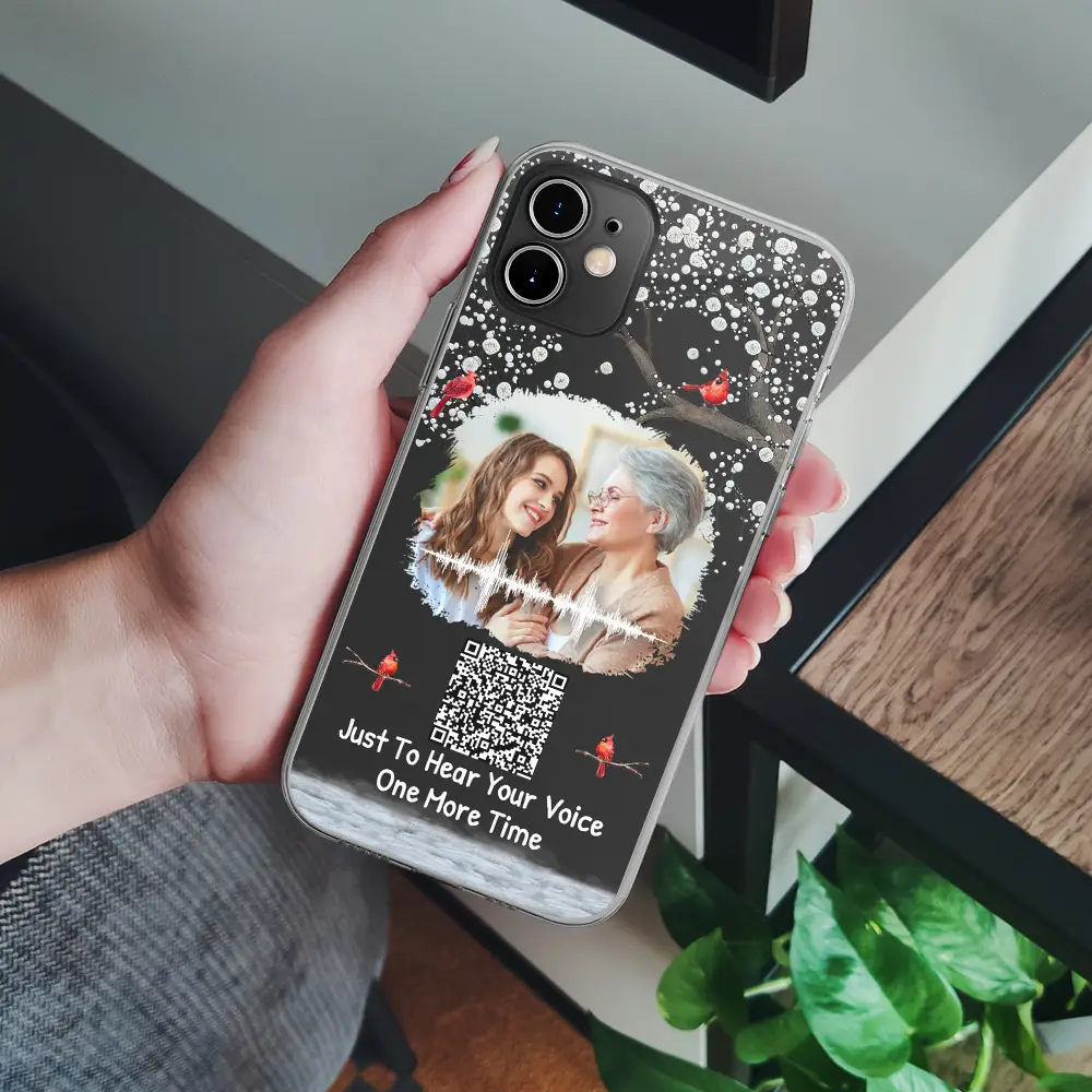 Custom Photo Memorial Soundwave Voice Recording QR Code - Personalized Clear Phone Case - Image 5