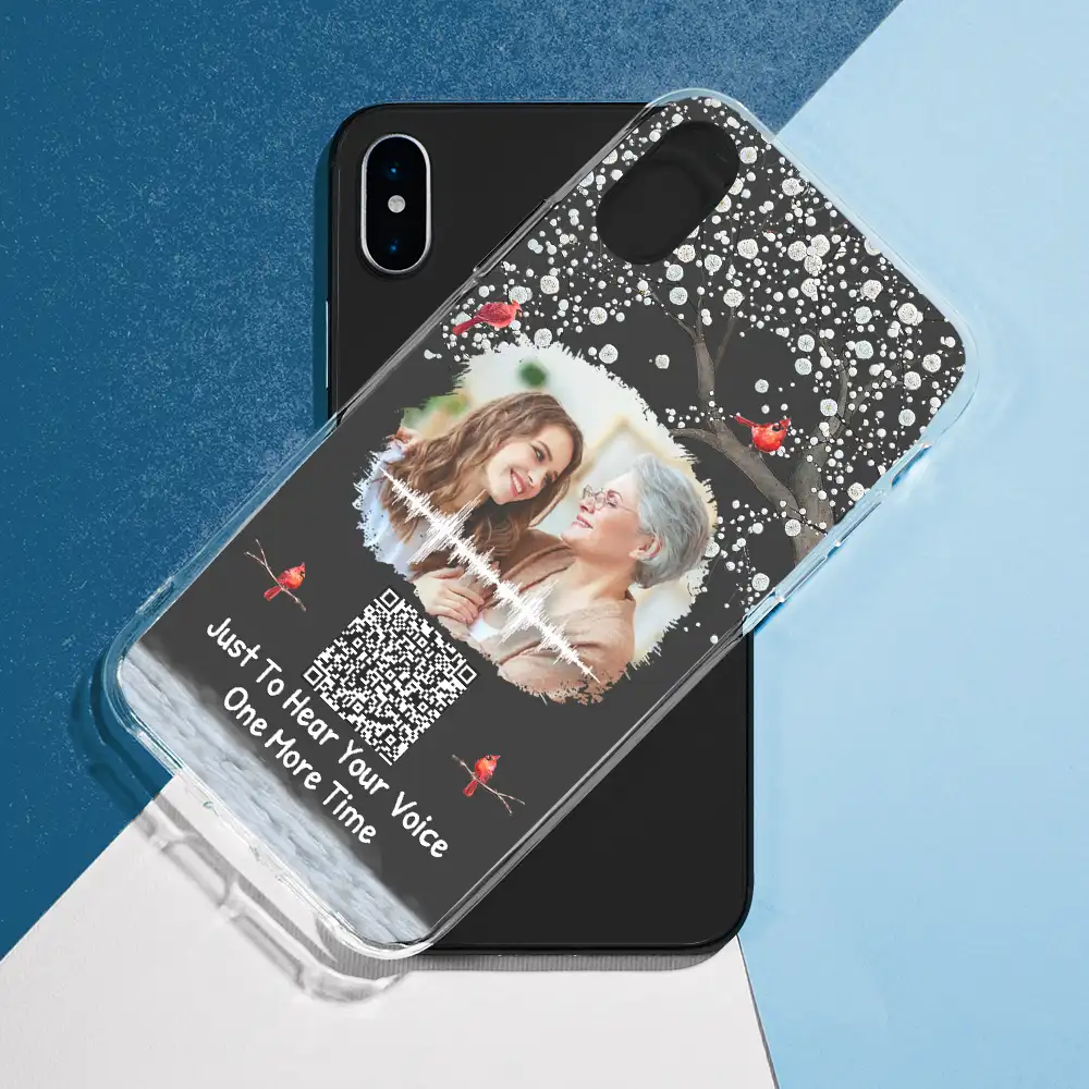 Custom Photo Memorial Soundwave Voice Recording QR Code - Personalized Clear Phone Case - Image 6