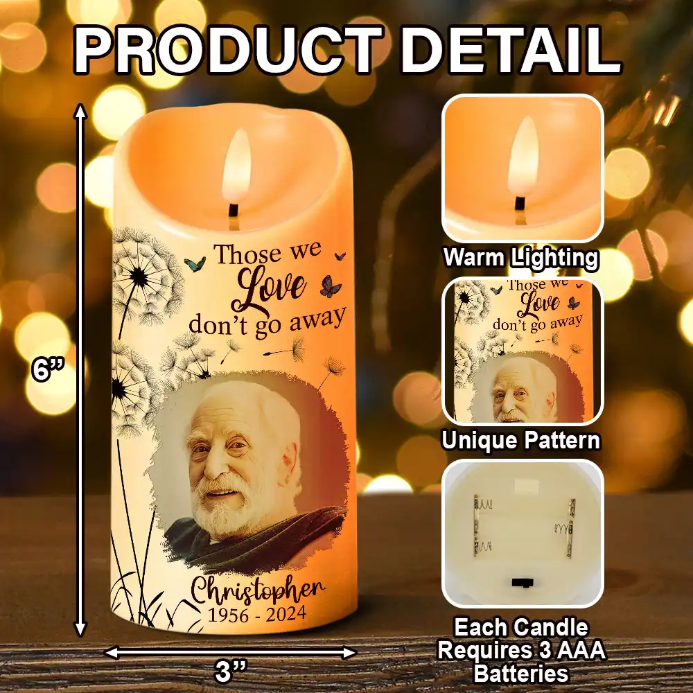 Custom Photo Memorial Still Loved Still Missed And Very Dear - Personalized Flameless LED Candle - Image 5