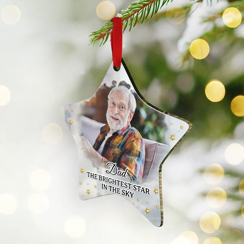 Custom Photo Memorial The Brightest Star In The Sky - Personalized Custom Shaped Mirror Ornament - Image 2