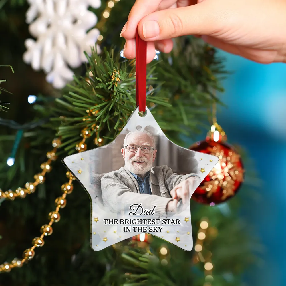 Custom Photo Memorial The Brightest Star In The Sky - Personalized Custom Shaped Mirror Ornament - Image 4