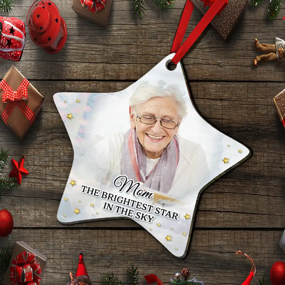 Custom Photo Memorial The Brightest Star In The Sky - Personalized Custom Shaped Mirror Ornament - Image 5