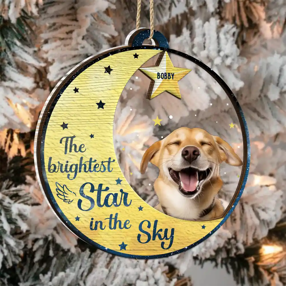 Custom Photo Memorial The Brightest Star - Personalized 2-Layered Mix Ornament - Image 4