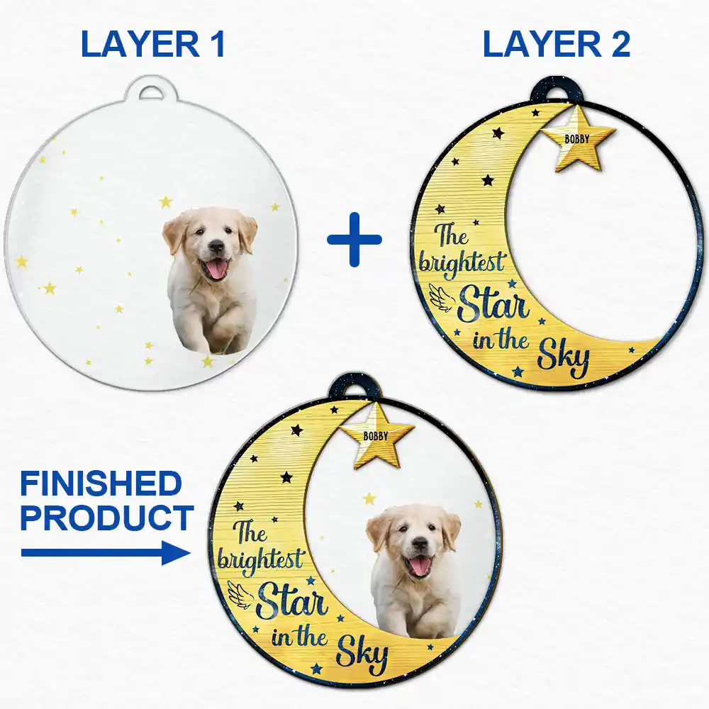 Custom Photo Memorial The Brightest Star - Personalized 2-Layered Mix Ornament - Image 7