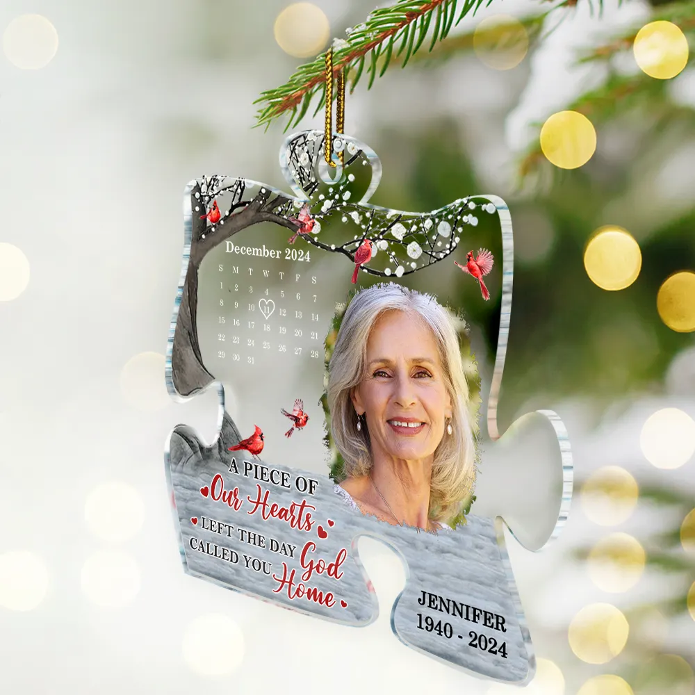 Custom Photo Memorial The Day God Called You Home Calendar - Personalized Custom Shaped Acrylic Ornament - Image 2