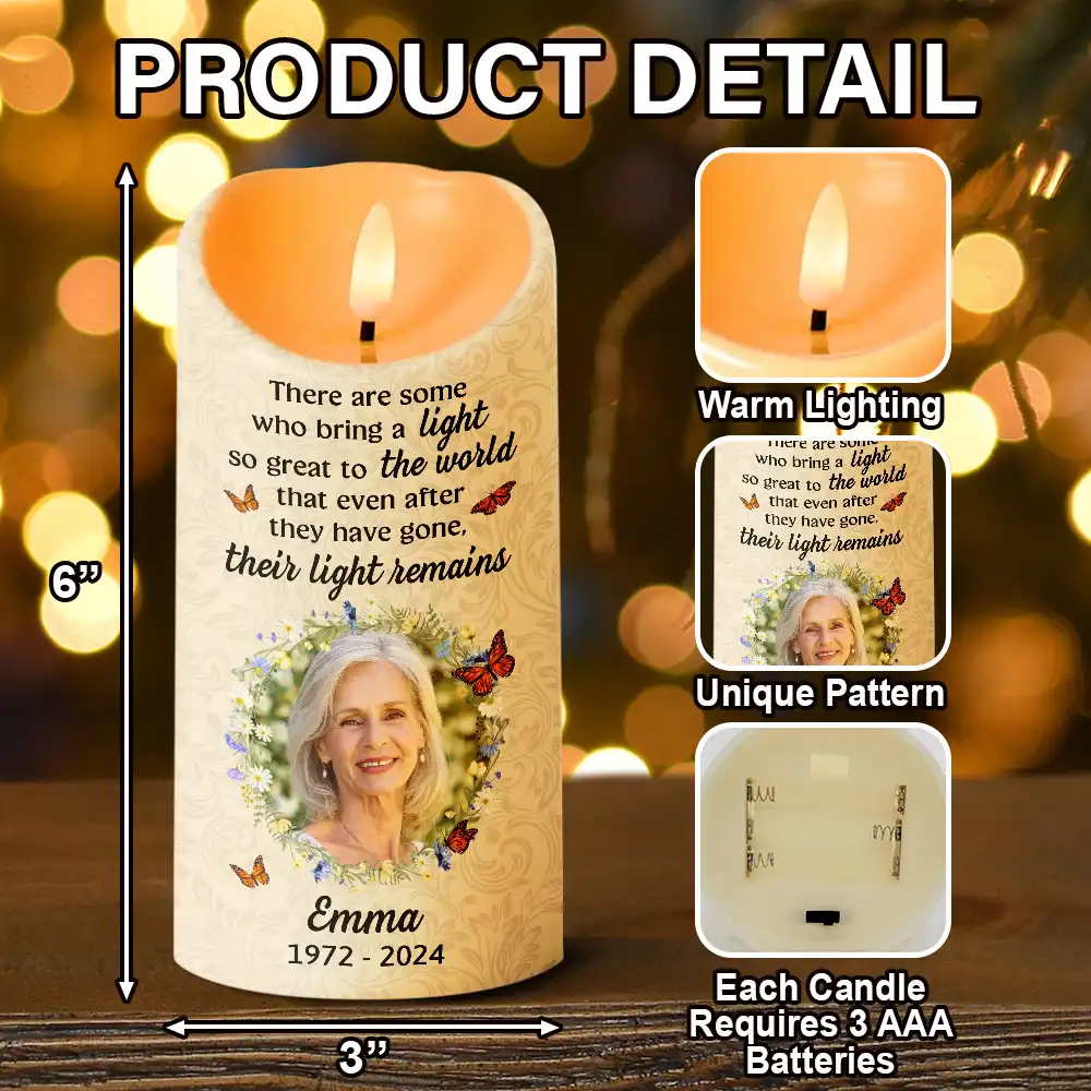 Custom Photo Memorial There Are Some Who Bring A Light - Personalized Flameless LED Candle - Image 5