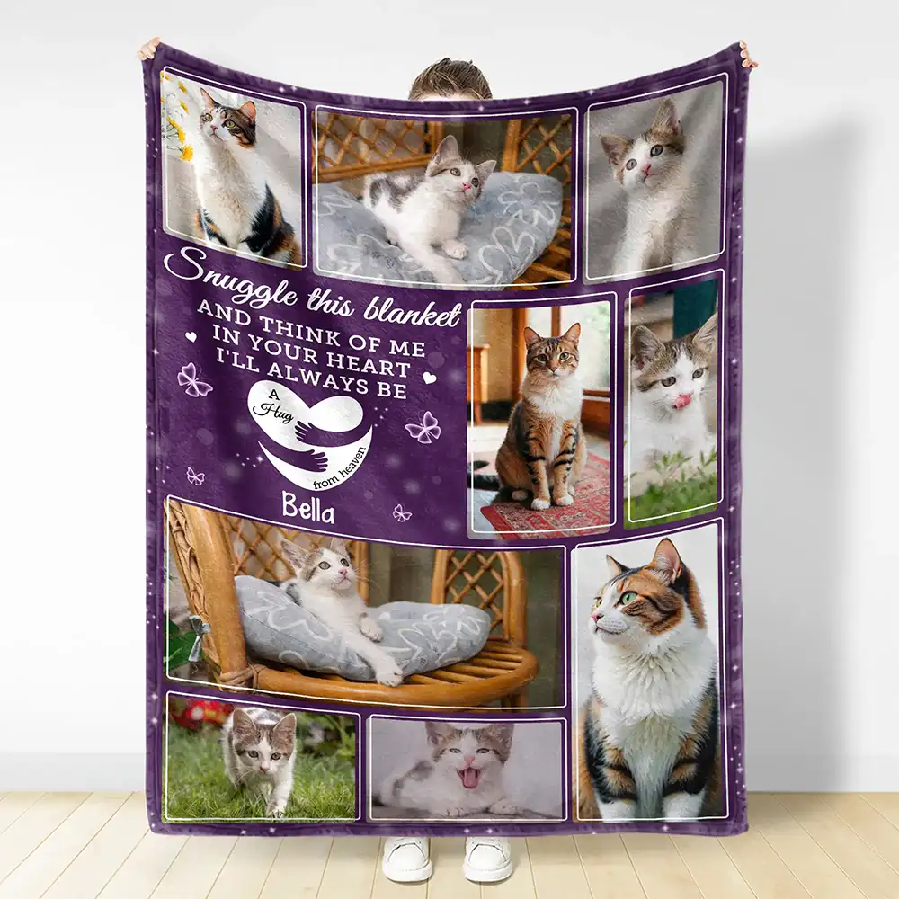 Custom Photo Memorial Think Of Me In Your Heart - Personalized Fleece Blanket, Sherpa Blanket - Image 3