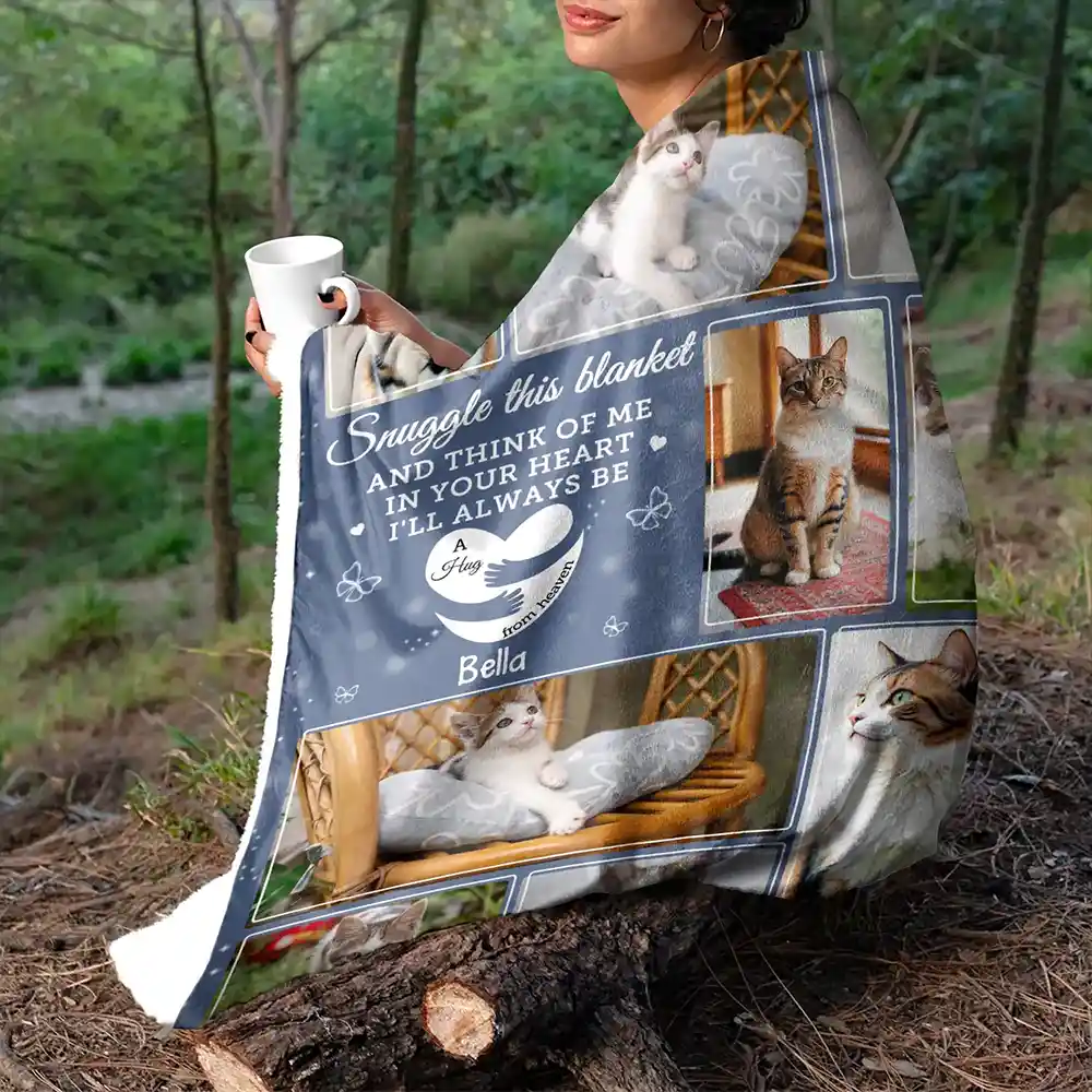 Custom Photo Memorial Think Of Me In Your Heart - Personalized Fleece Blanket, Sherpa Blanket - Image 5