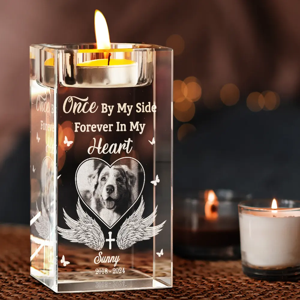 Custom Photo Memorial When You Miss Me - Personalized Crystal Candle Holder - Image 3