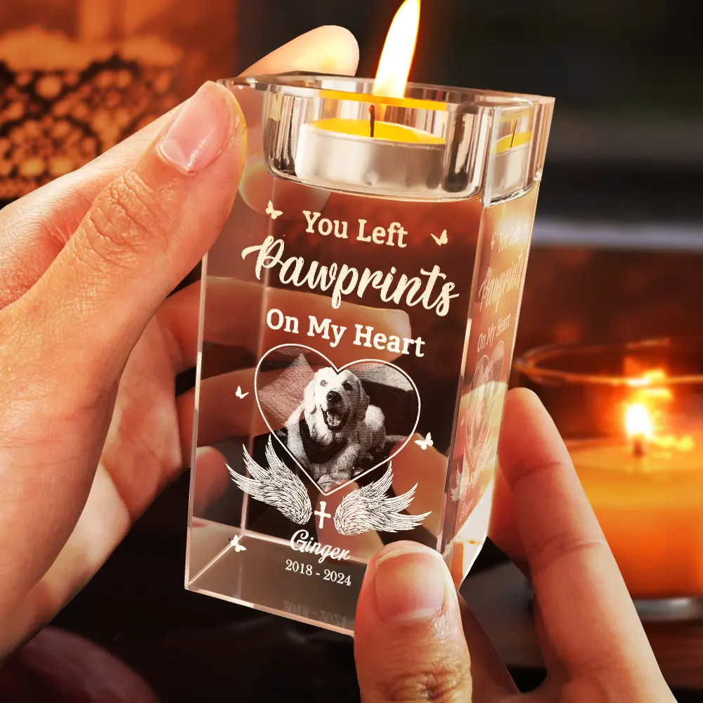 Custom Photo Memorial When You Miss Me - Personalized Crystal Candle Holder - Image 4