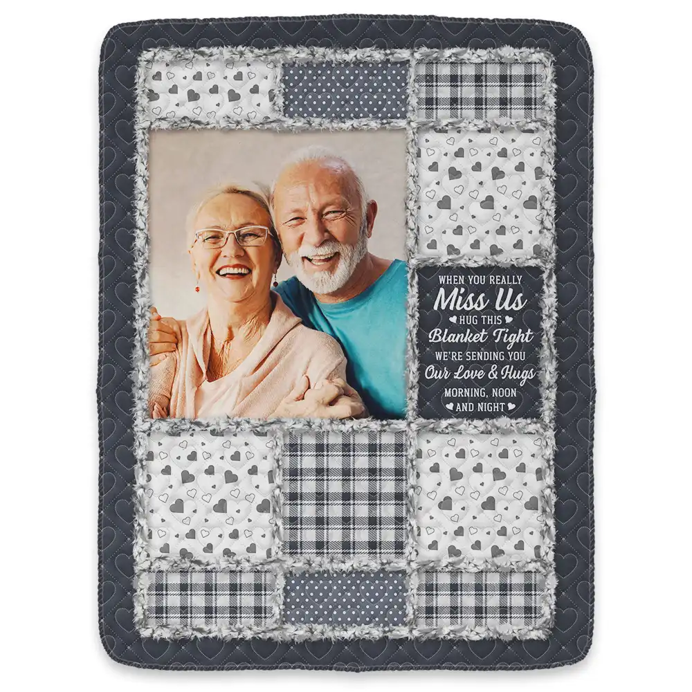 Custom Photo Memorial When You Really Miss Me Hug This Blanket - Personalized Fleece Blanket, Sherpa Blanket - Image 2