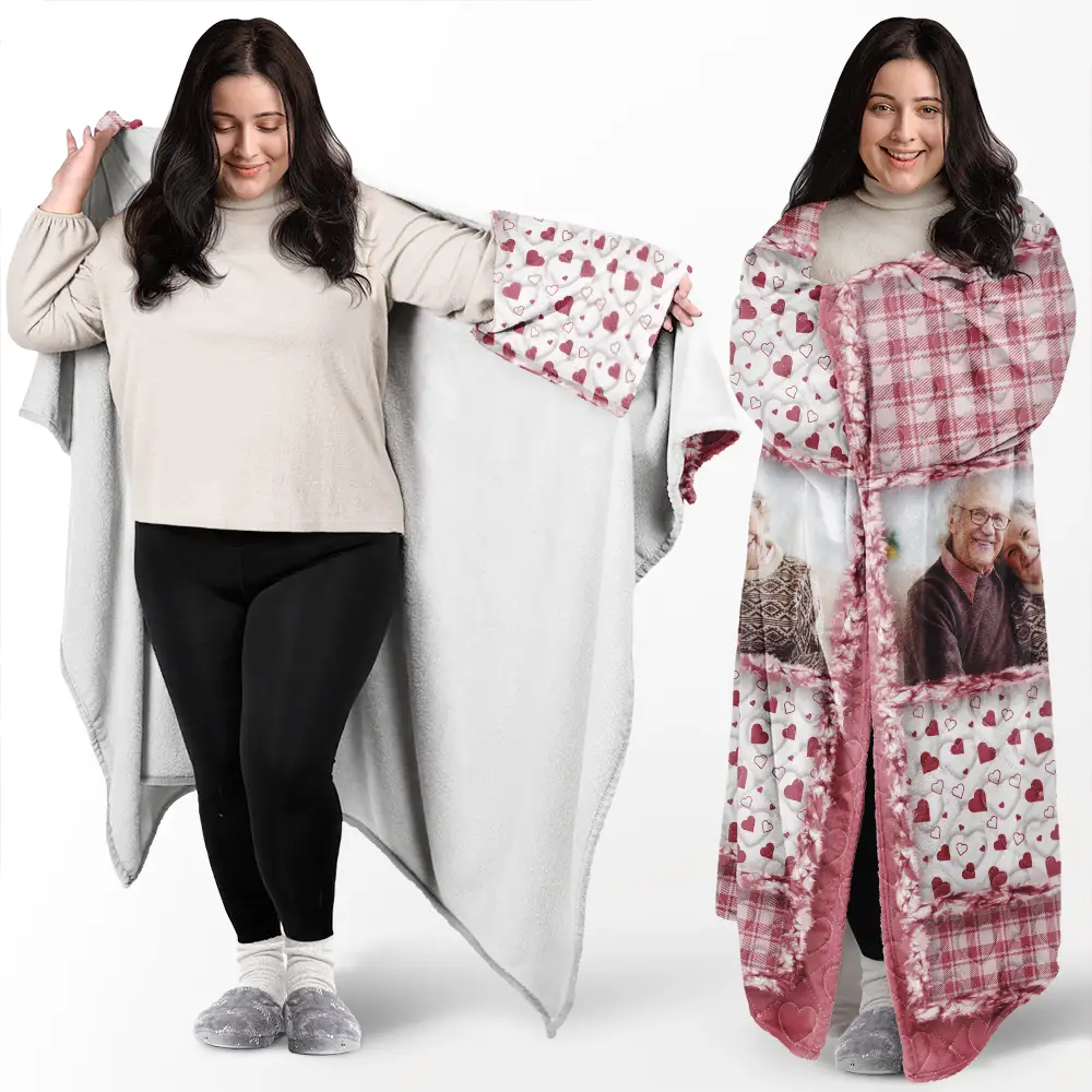 Custom Photo Memorial When You Really Miss Me Hug This Blanket - Personalized Wearable Blanket - Image 2