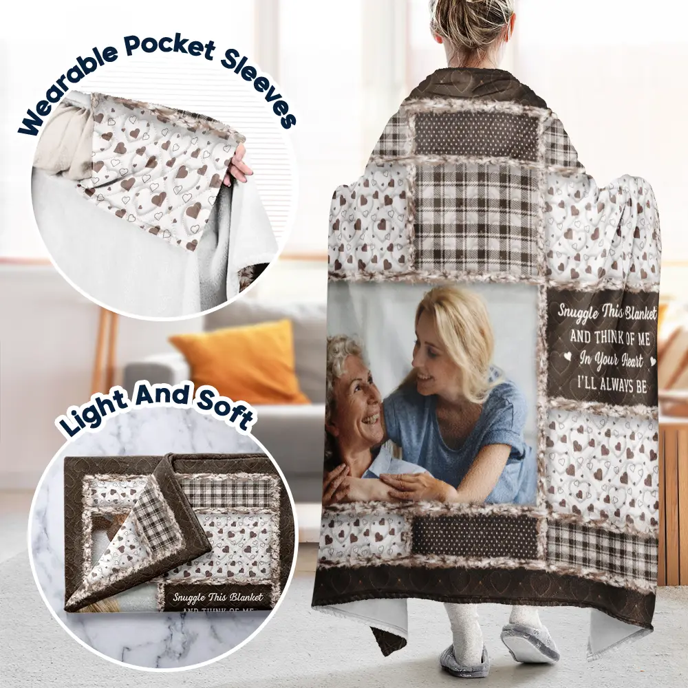 Custom Photo Memorial When You Really Miss Me Hug This Blanket - Personalized Wearable Blanket - Image 3