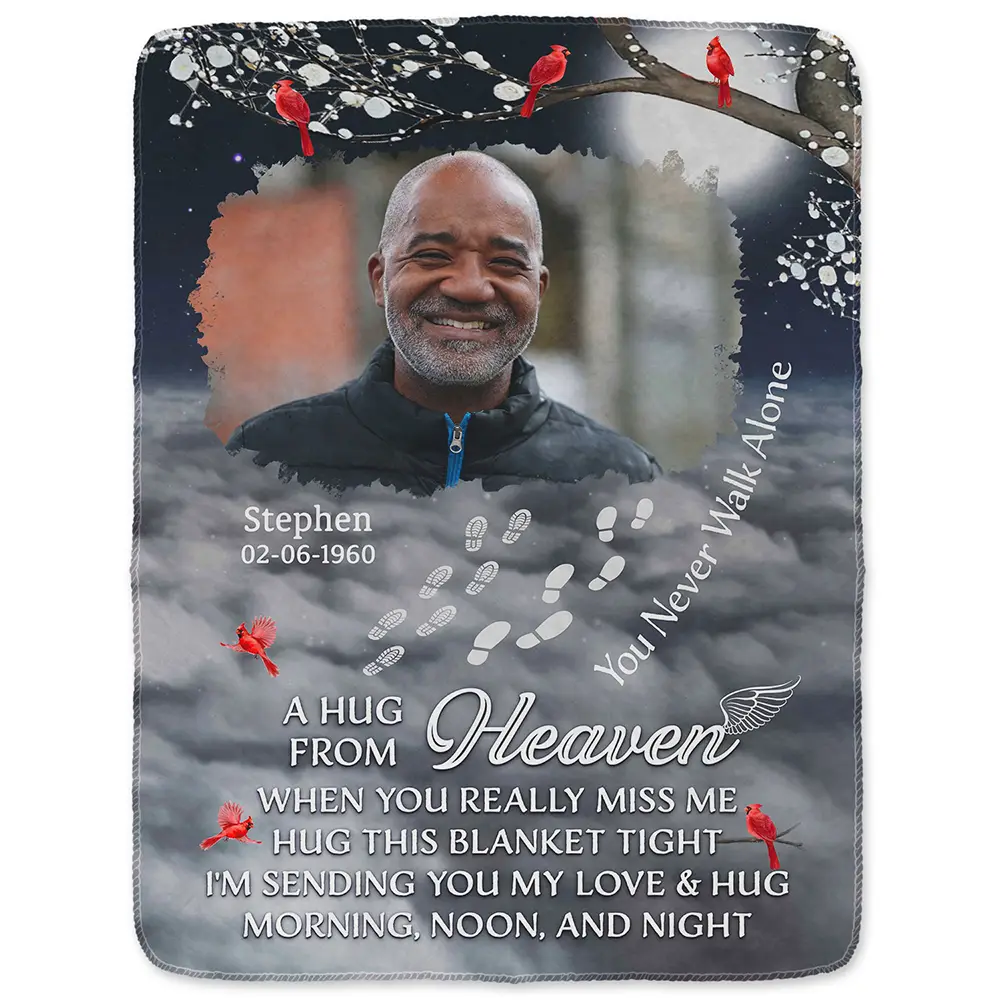Custom Photo Memorial You Never Walk Alone - Personalized Fleece Blanket, Sherpa Blanket - Image 2