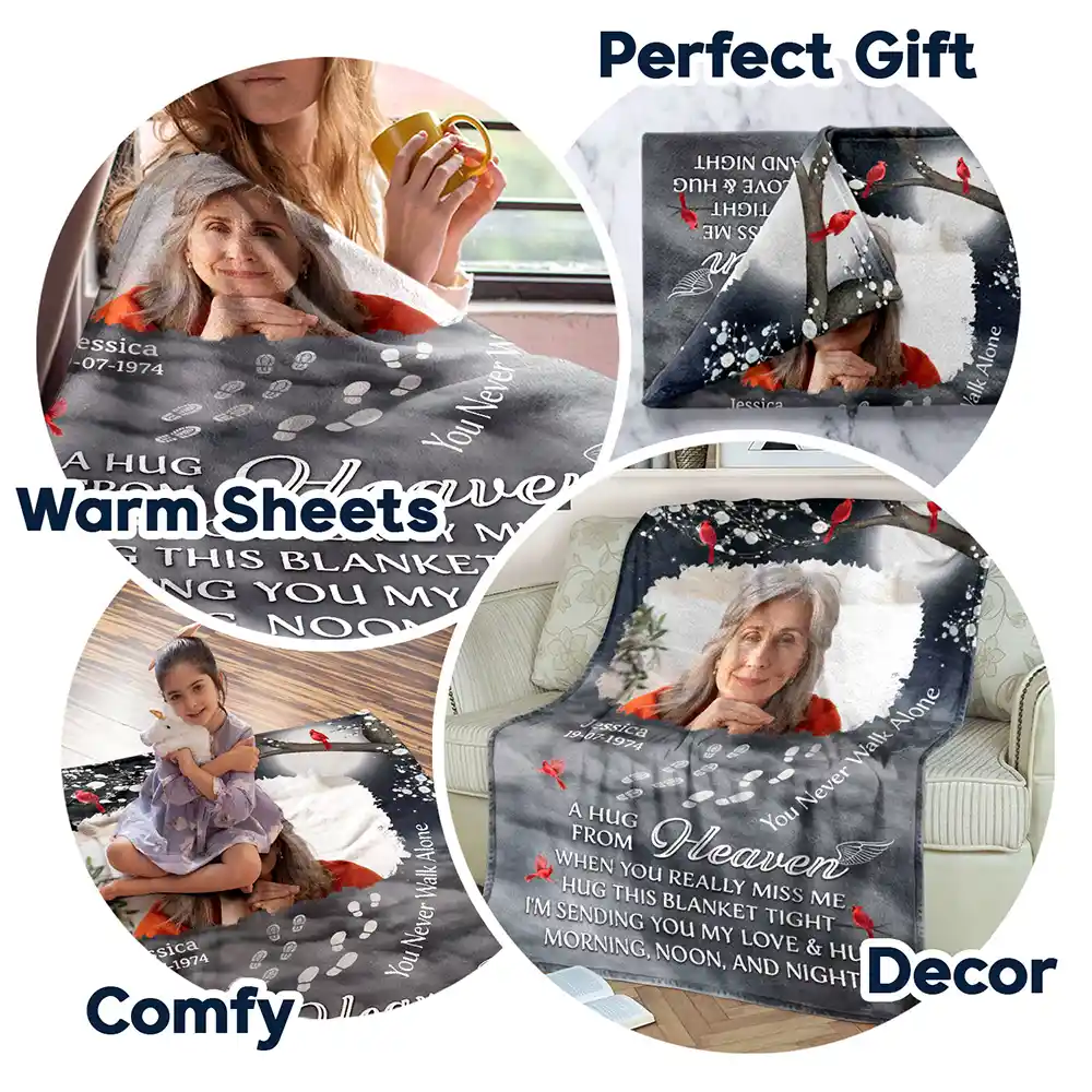 Custom Photo Memorial You Never Walk Alone - Personalized Fleece Blanket, Sherpa Blanket - Image 7