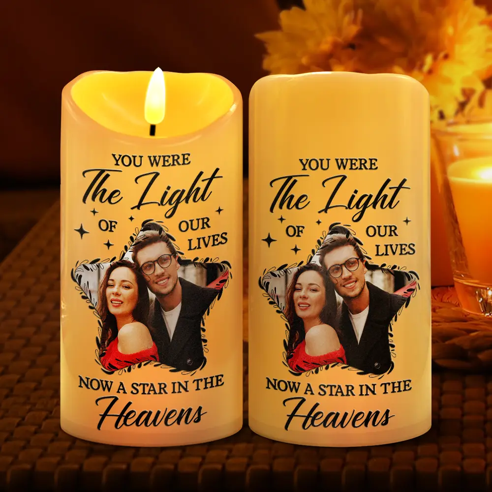 Custom Photo Memorial You Were The Light Of Our Lives - Personalized Flameless LED Candle - Image 2