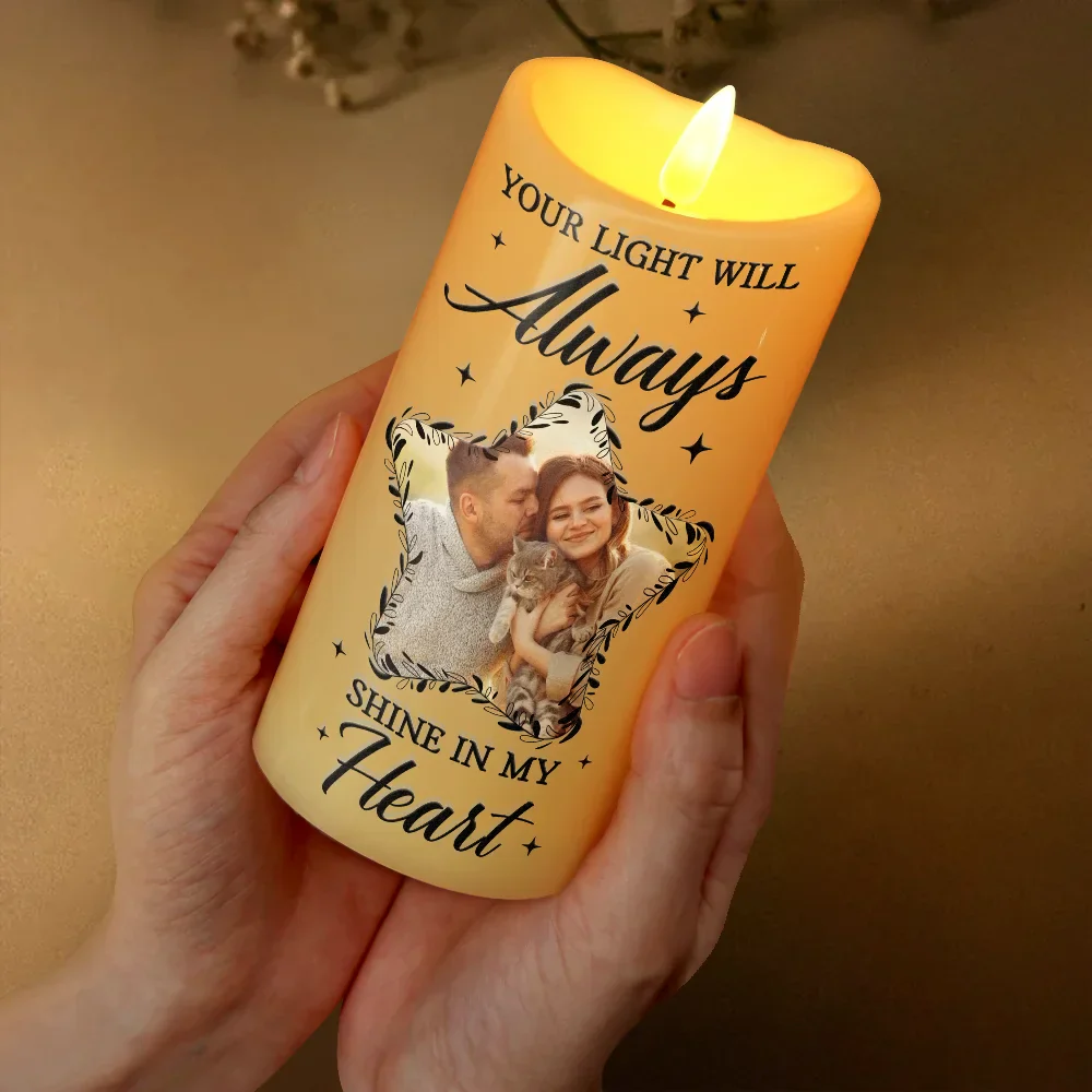 Custom Photo Memorial You Were The Light Of Our Lives - Personalized Flameless LED Candle - Image 3