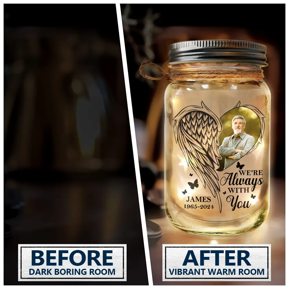 Custom Photo Memorial Your Light Will Always Shine In Our Hearts - Personalized Mason Jar Light - Image 4