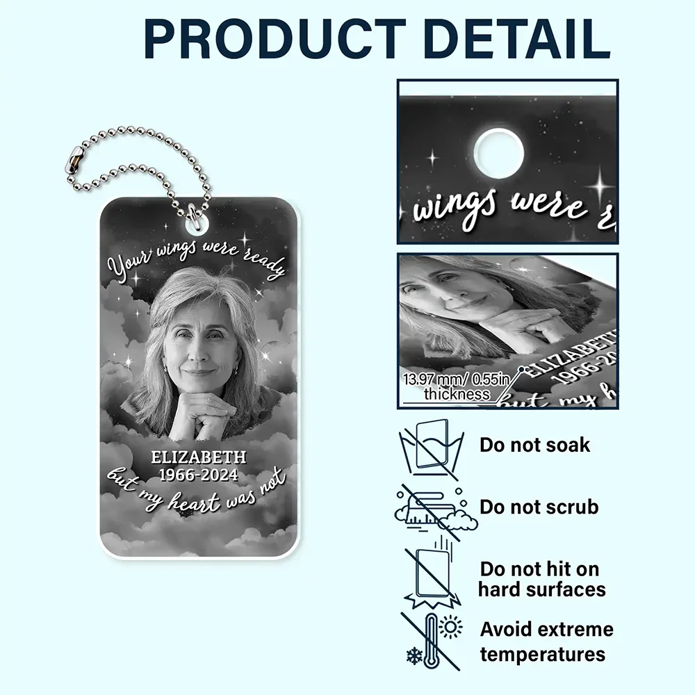 Custom Photo Memorial Your Wings Were Ready - Personalized Acrylic Car Hanger - Image 6
