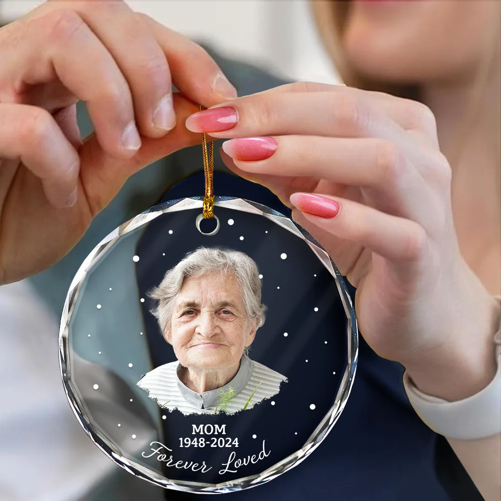 Custom Photo Memorial Your Wings Were Ready - Personalized Circle Glass Ornament - Image 5