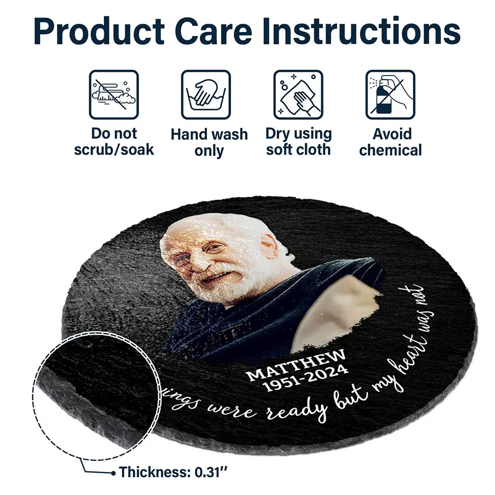 Custom Photo Memorial Your Wings Were Ready - Personalized Circle Memorial Garden Stone - Image 7
