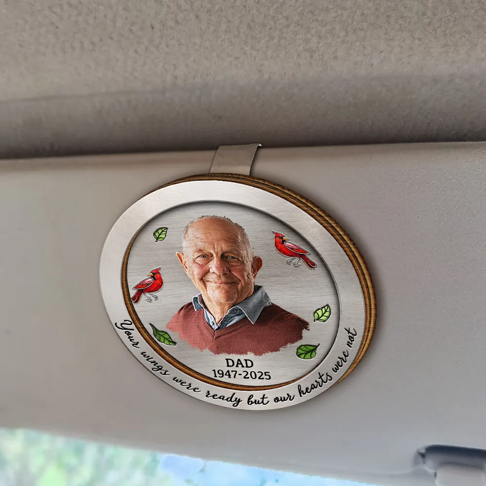 Custom Photo Memorial Your Wings Were Ready - Personalized Custom Shaped Car Visor Clip - Image 3