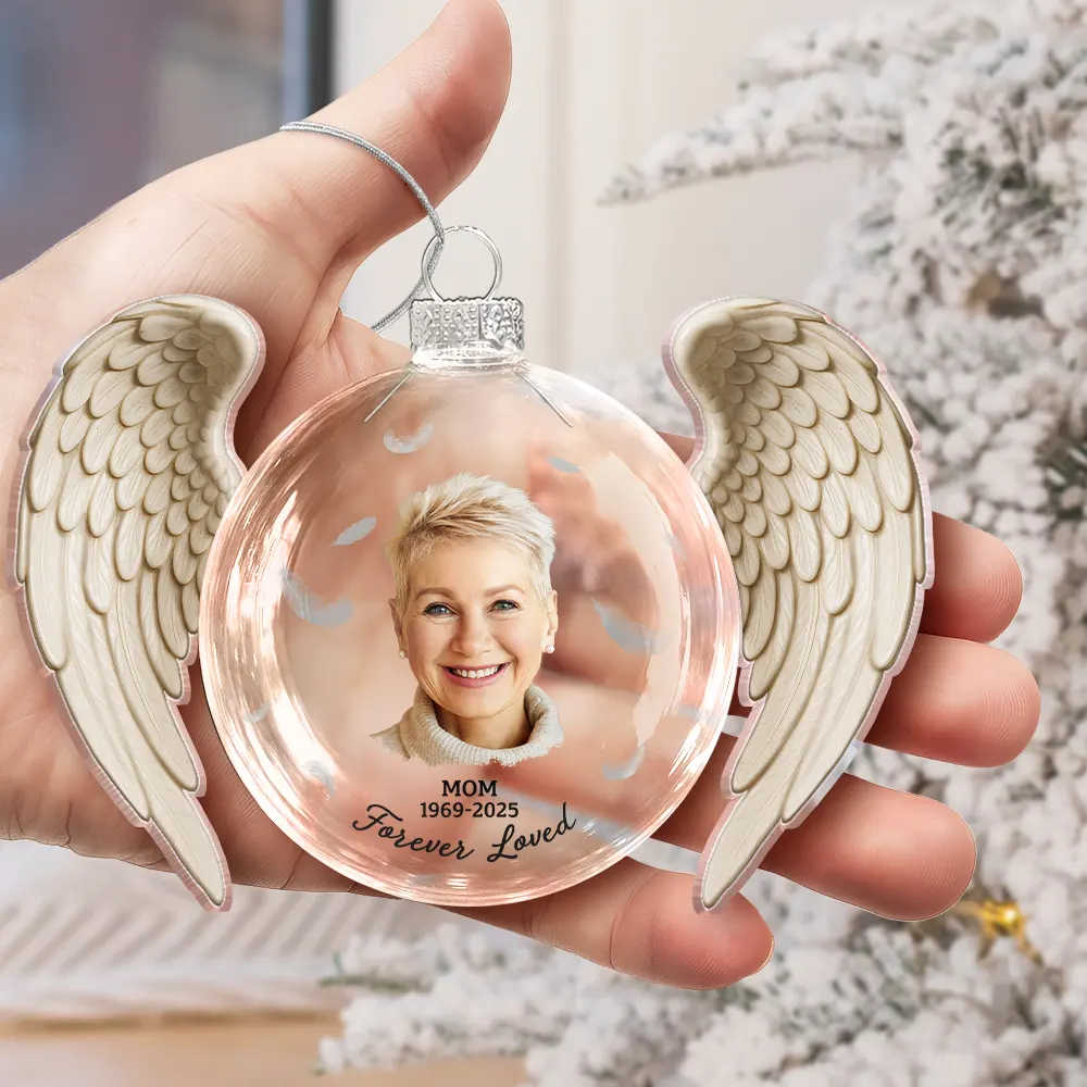 Custom Photo Memorial Your Wings Were Ready - Personalized Custom Shaped Glass Ornament - Image 5
