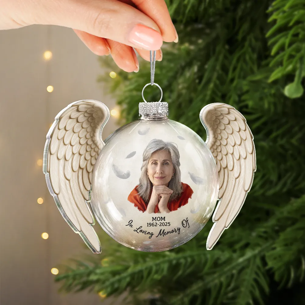 Custom Photo Memorial Your Wings Were Ready - Personalized Custom Shaped Glass Ornament - Image 6