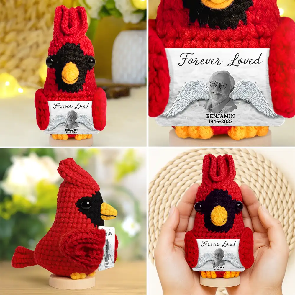 Custom Photo Memorial Your Wings Were Ready - Personalized Doll Crochet With Custom Card - Image 4
