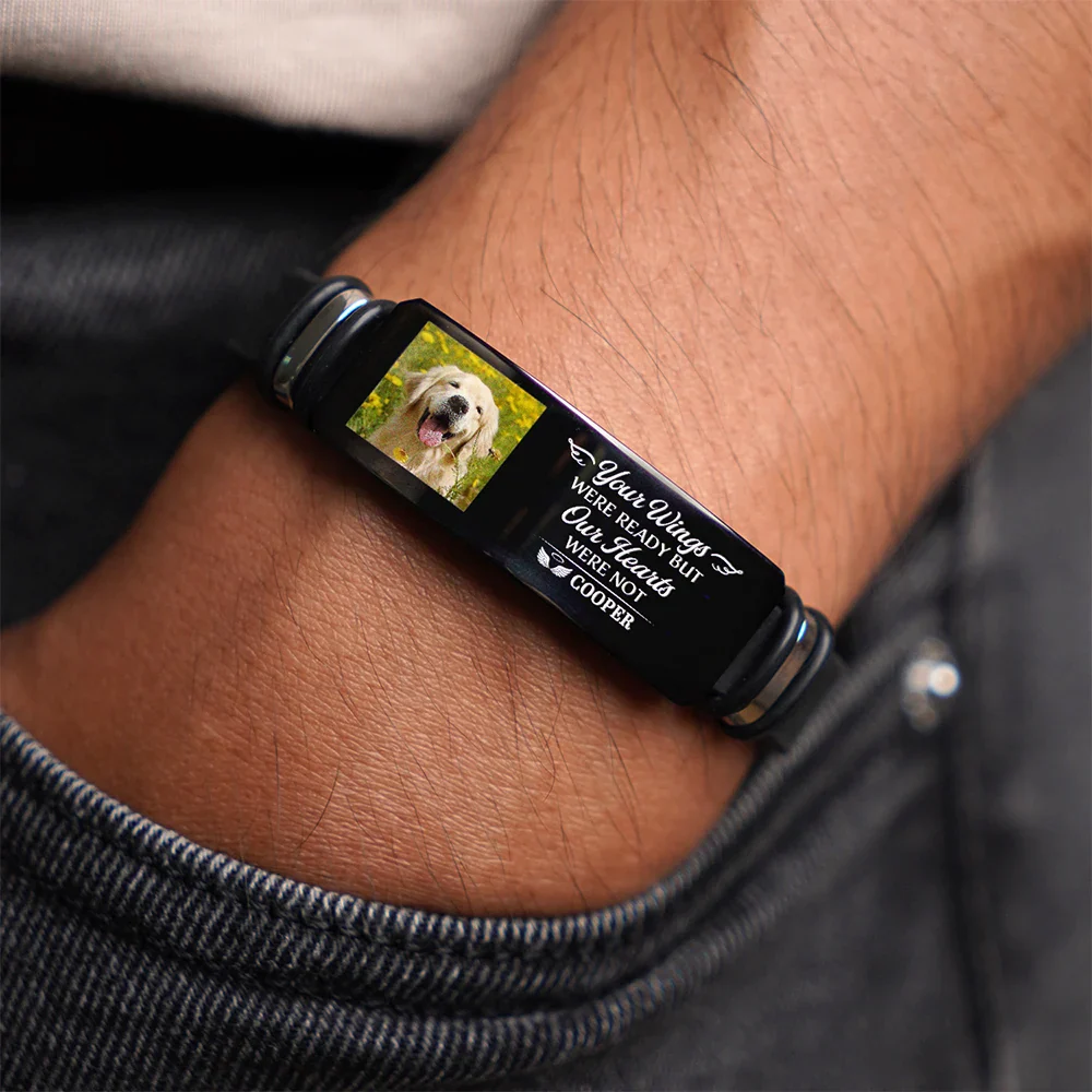 Custom Photo Memorial Your Wings Were Ready - Personalized Engraved Bracelet - Image 2