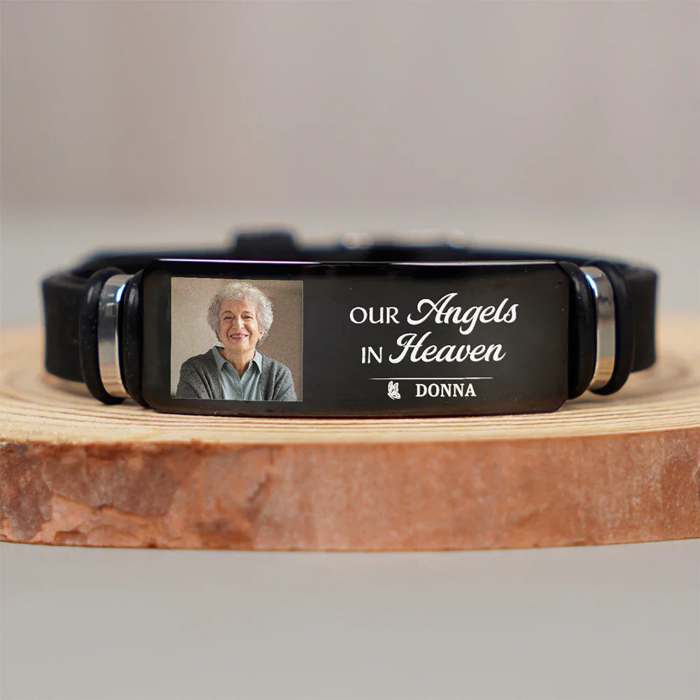 Custom Photo Memorial Your Wings Were Ready - Personalized Engraved Bracelet - Image 3