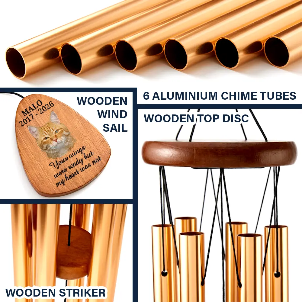 Custom Photo Memorial Your Wings Were Ready - Personalized Wind Chime - Image 5
