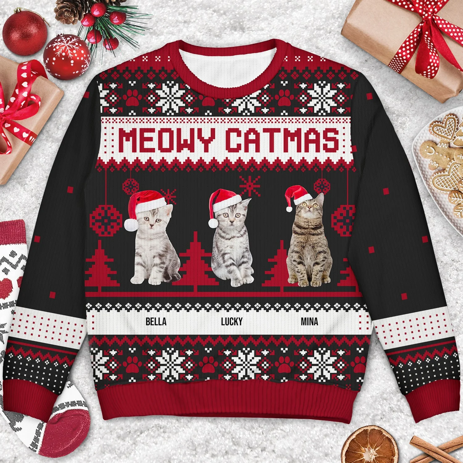 Custom Photo Meowy Catmas Is This Jolly Enough - Christmas Gift For Cat Lovers - Personalized Unisex Ugly Sweater - Image 3