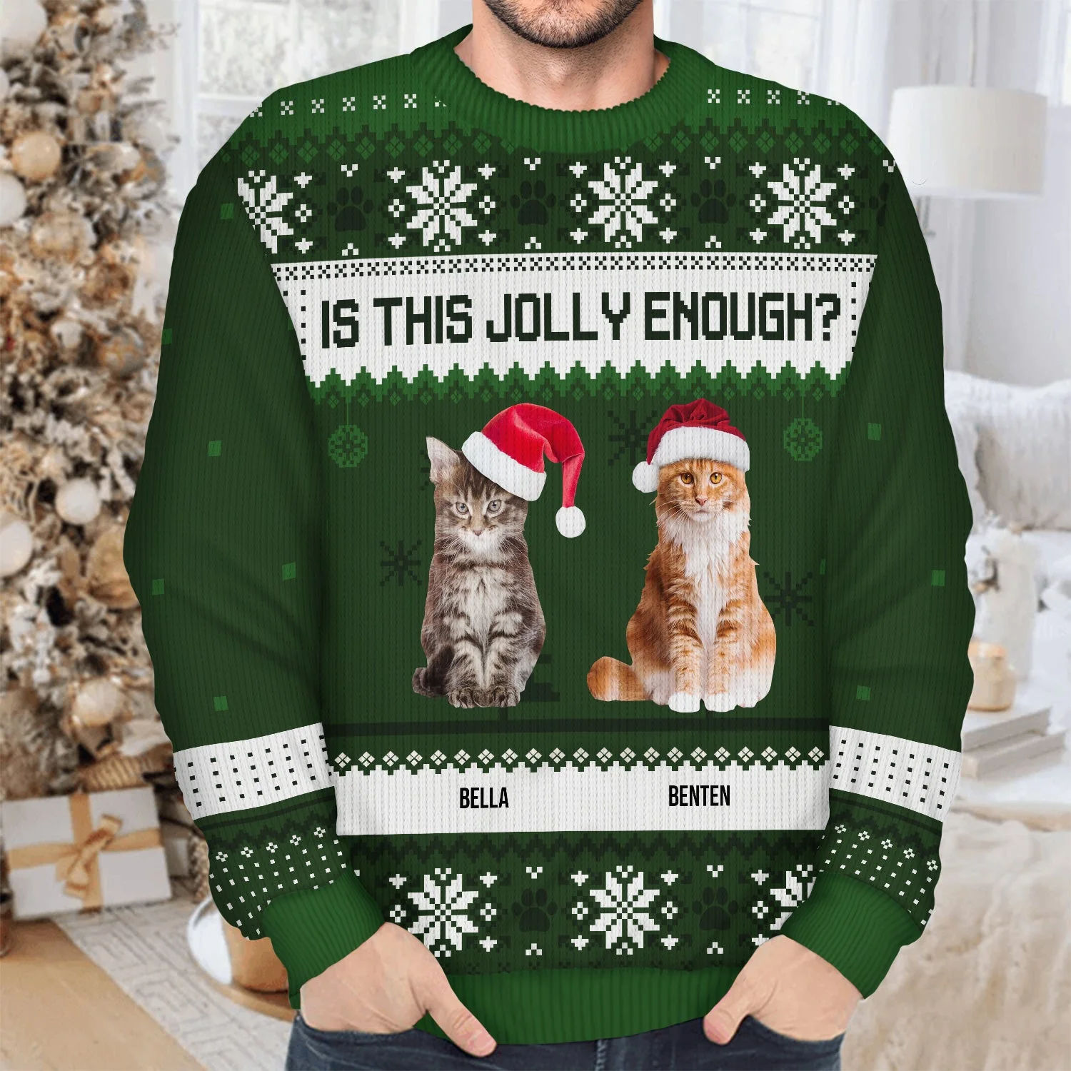 Custom Photo Meowy Catmas Is This Jolly Enough - Christmas Gift For Cat Lovers - Personalized Unisex Ugly Sweater - Image 4