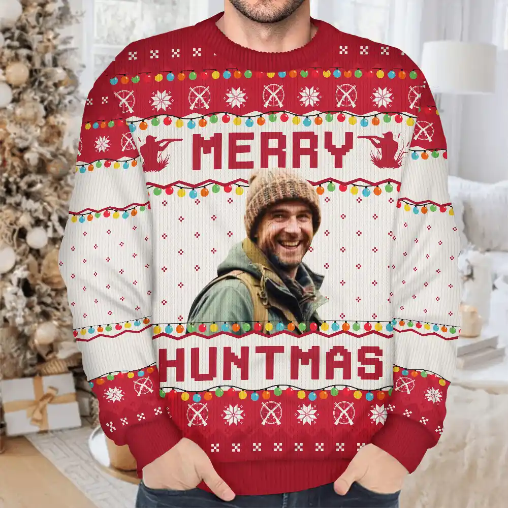 Custom Photo Merry Fishmas - Personalized Unisex Ugly Sweater - Image 5