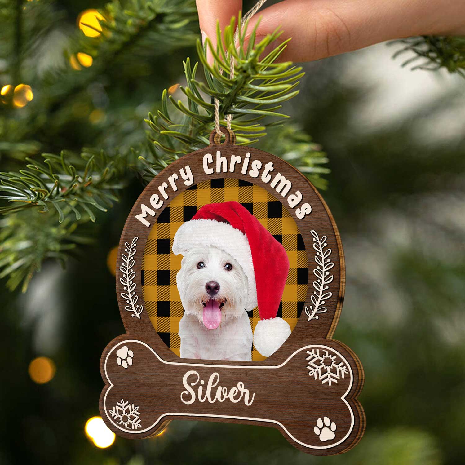 Custom Photo Merry Woofmas - Christmas Gift For Dog Lovers - Personalized Custom Shaped Wooden Ornament - Image 3