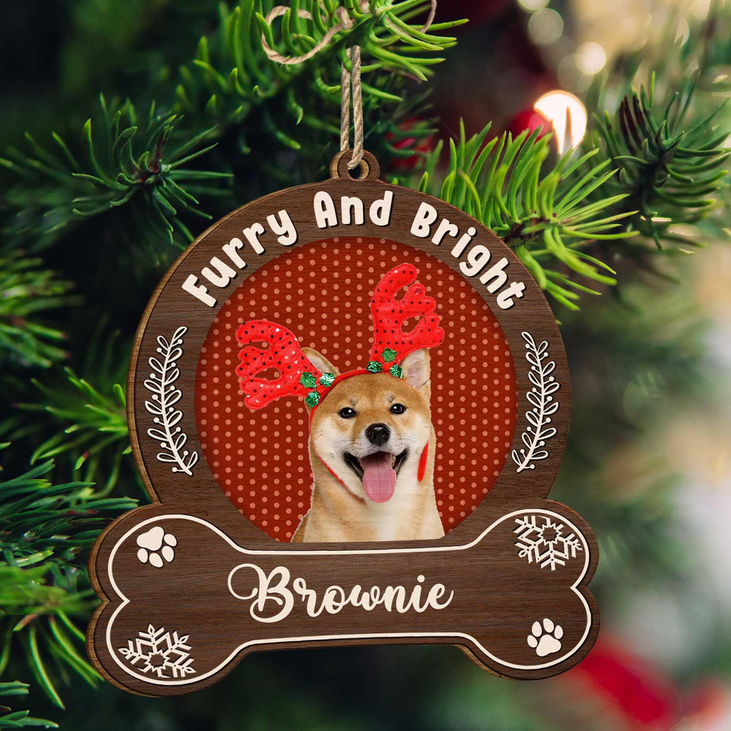 Custom Photo Merry Woofmas - Christmas Gift For Dog Lovers - Personalized Custom Shaped Wooden Ornament - Image 4